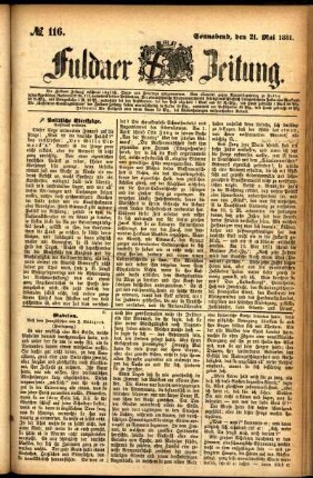 Ausgabe vom Samstag, den 21. Mai 1881.
