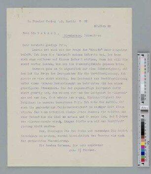 Brief an Ida Dehmel