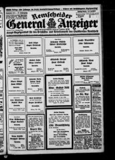 Remscheider General-Anzeiger : RGA : Remscheider Anzeiger : täglicher Anzeiger : Bergisches Tageblatt : Bergisches Abendblatt : das bodenständige Heimat- und Anzeigenblatt