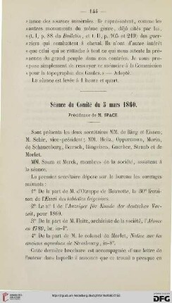 Séance du Comité du 5 mars 1860