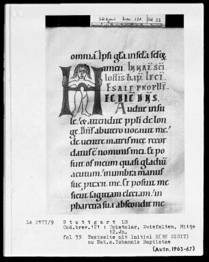 Festepistolar — Initiale H (ec dicit dominus) mit einer nackten Frau, Folio 33recto