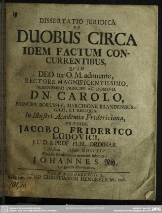 Dissertatio Iuridica De Duobus Circa Idem Factum Concurrentibus