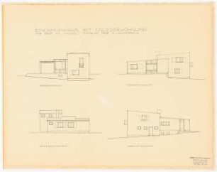 Einfamilienhaus mit Einliegerwohnung für Prof. H. L. (Leistikow), Kassel: Südostansicht, Süwestansicht, Nordwestansicht, Nordostansicht 1:100