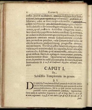 Caput I. De Subselliis Templorum in genere.