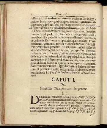 Caput I. De Subselliis Templorum in genere.