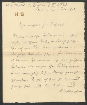 Brief an Ferruccio Busoni : 06.07.1903