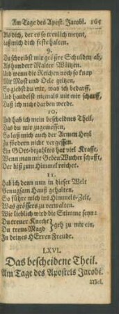 LXVI. Das bescheidene Theil. Am Tage des Apostels Jacobi