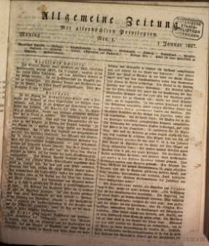 Allgemeine Zeitung. 1827, 1 - 4