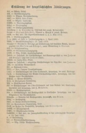 Erklärung der hauptsächlichen Abkürzungen