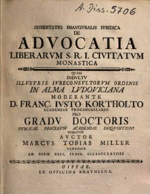 De advocatia liberarum S.R.I. civitatum monastica