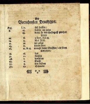 Die Vornehmsten Druckfehler.