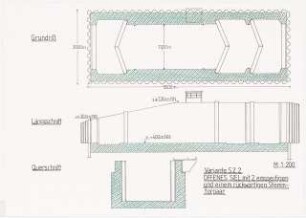 Deichsiel Emden-Petkum Schinkelwettbewerb 1986: Variante 2.2: Grundriss, Schnitte 1:200