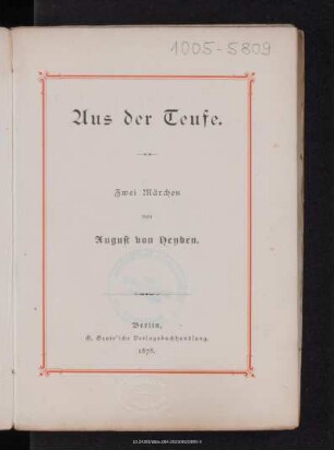 Aus der Teufe : zwei Märchen