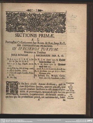 Sectionis Primae