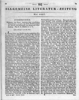 Auserlesene Civil-Rechtssprüche der höheren Gerichtsstellen in Württemberg. Hrsg. von C. F. A. Tafel. Bd. 1, H. 1. Heilbron: Drechsler 1835 (Beschluss von Nr. 85.)