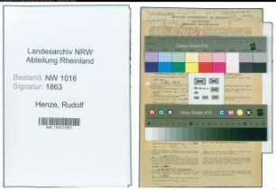 Entnazifizierung Rudolf Henze , geb. 10.12.1906 (Beamter)
