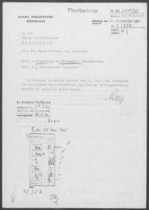 Döttingen-Steinkirchen: Visitationsbericht mit Pfarrbericht 1960