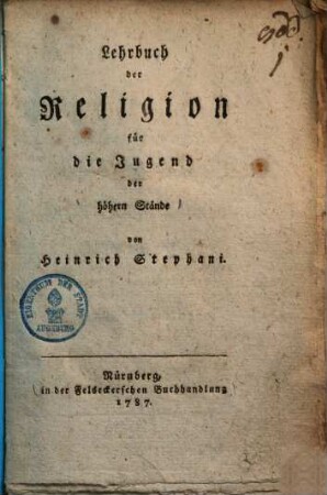Lehrbuch der Religion für die Jugend der höhern Stände
