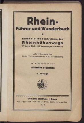Rhein-Führer und Wanderbuch : enthält u.a. die Beschreibung des Rheinhöhenweges