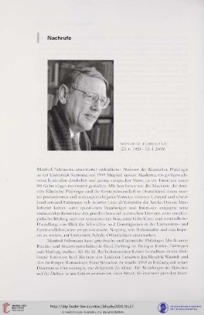 Manfred Fuhrmann (23.6.1925 - 12.1.2005)