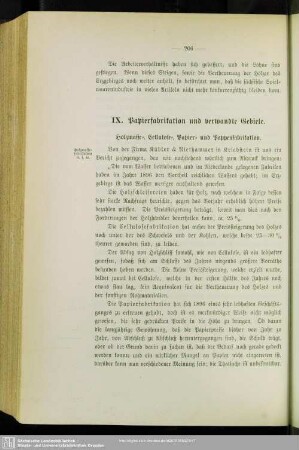 IX. Papierfabrikation und verwandte Gebiete