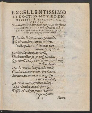 Excellentissimo Et Doctissimo Viro Dn: Michaeli Bolfrasio ...
