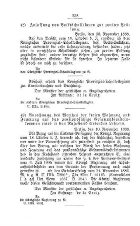 Zulassung von Volksschullehrern zur zweiten Prüfung : [IV. Seminare, etc., Bildung der Lehrer und deren persönliche Verhältnisse]