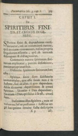 Caput I. De Spiritibus Finitis, Et Creatis In Genere.