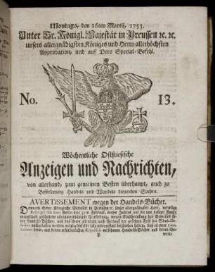 No. 13. Montags, den 26ten Martii, 1753.