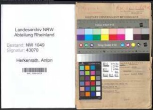 Entnazifizierung Anton Herkenrath , geb. 26.01.1902 (Verwaltungsangestellter)
