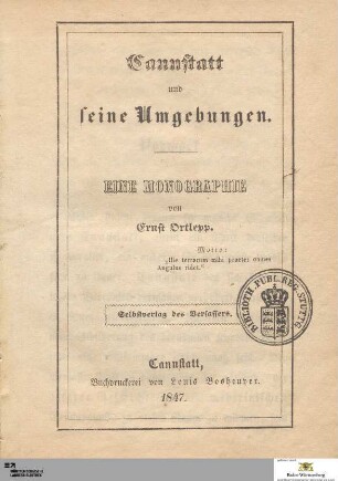 Cannstatt und seine Umgebungen