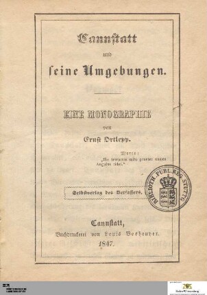 Cannstatt und seine Umgebungen