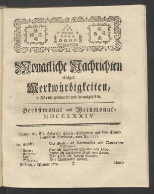 Herbstmonat und Weinmonat, MDCCLXXIV