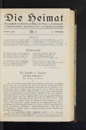 Januar 1927 Nr. 1 37. Jahrgang