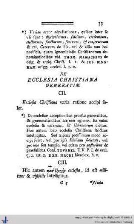 De ecclesia christiana generatim.