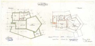 Gsaenger, Gustav; Breitbrunn / Chiemsee (Bayern); Ev. Gemeindezentrum, Ev. Erlöser Kirche - Grundriss Keller, Grundriss DG