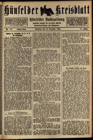 Zweite Ausgabe vom Samstag, den 13. Dezember 1924.