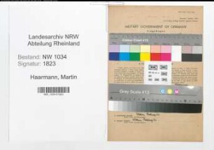 Entnazifizierung Martin Haarmann , geb. 24.02.1897 (Major)