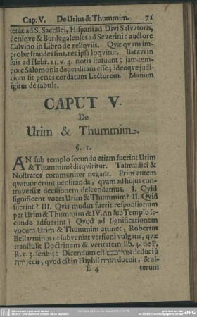 Caput V. De Urim & Thummim
