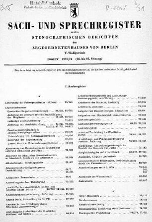 Sach- und Sprechregister