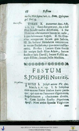 Festum S. Josephi Nutritii.