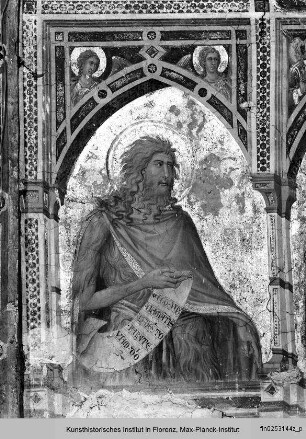 Madonna zwischen den Heiligen Johannes der Täufer und Franziskus - Altarbild: Maria m. Kind, den hl. Johannes d. T., Franziskus und Zwickelengeln
