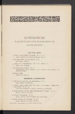 Kupferstiche Radirungen und Holzschnitte alter Meister