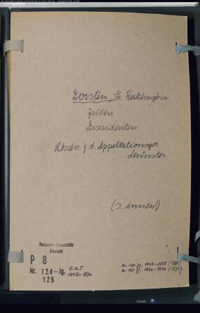 Zivilstandsregister der Juden im Kreisgericht Dorsten (Abschriften für das Appellationsgericht Münster) mit den Orten Bottrop, Dorsten, Erle, Gladbeck, Lembeck, Marl, Osterfeld und Wulfen und der Kreisgerichtsdeputation Recklinghausen mit den Orten Ahsen, Datteln, Horneburg, Recklinghausen, Waltrop (GHT 1847-1859) Zivilstandsregister der Dissidenten (GHT 1851, 1853)
