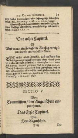 Sectio V. Von Commissionen/ den Augenschein einzunehmen