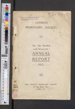 117.1912: Report of the London Missionary Society