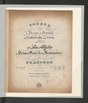 1: Sonate pour le piano et violon ou violoncelle ou flûte : op. 16