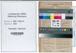 Entnazifizierung Heinrich Hanssen , geb. 19.04.1900 (Polizeibeamter)