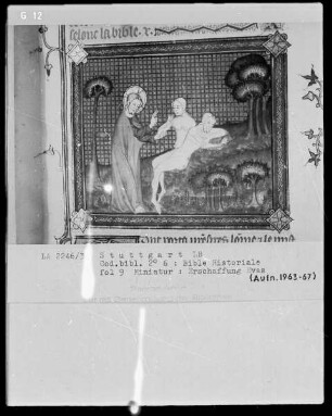 Bible Historiale — Erschaffung Evas, Folio 9recto