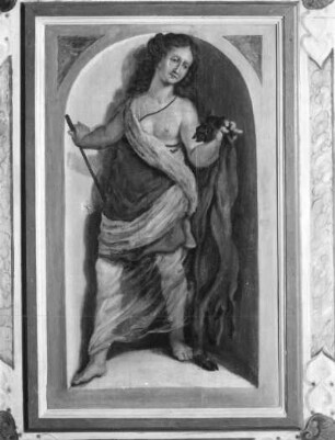 Gefährtin der Diana : Gefährtin der Diana. Öl? auf Holz (wohl 1630/1656; C. Schiebling und C. Wiebel zugeschrieben). Radebeul, Hoflößnitz, Berg- und Lusthaus, Berg- und Lusthaus, Wohnraum des Kurfürsten